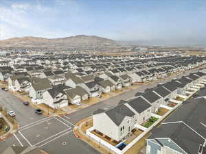 Drone / aerial view with a mountain view and a residential view