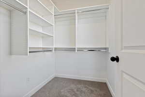 Spacious closet with carpet