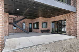 View of patio with stairway