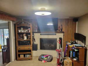 Family room with fireplace