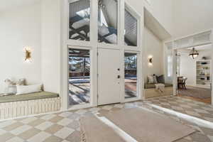 Interior space with high vaulted ceiling