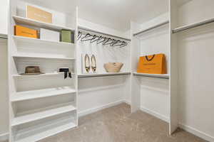 Spacious closet with carpet flooring
