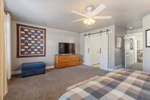 Primary Bedroom, spacious and private primary bathroom with barn doors