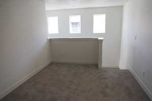 Carpeted empty room with baseboards