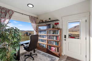 Office featuring a mountain view