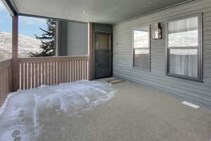 View of snow covered patio