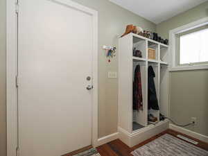 Mudroom and door to 3 car garage