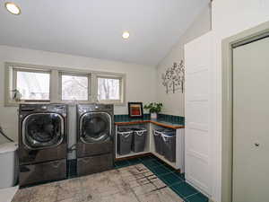Gas and Electric Dryer Hook ups, folding counter and room for crafting