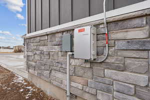 Exterior details featuring stone siding