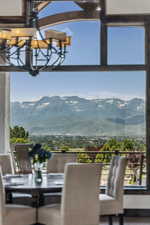 Dining area featuring a mountain view