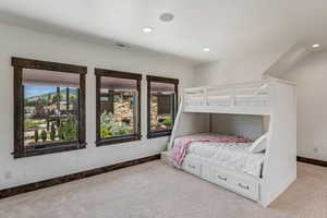 Bedroom with carpet and recessed lighting