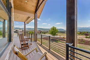 Balcony with a mountain view