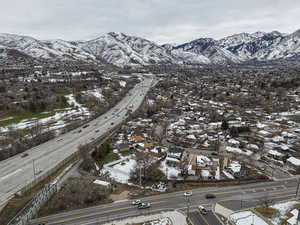 Drone / aerial view with a mountain view