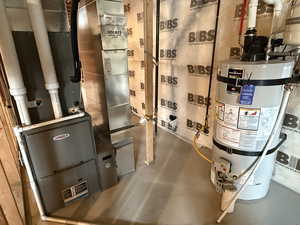 Utilities featuring heating unit and secured water heater