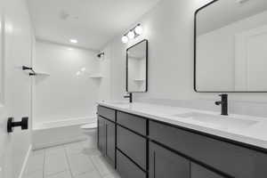 Basement hallway bathroom