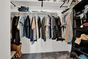 Walk in closet featuring carpet floors