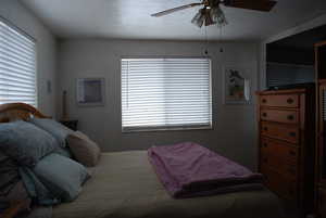 Bedroom with a ceiling fan