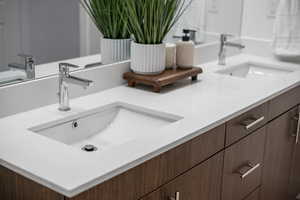 Primary bath with walk in shower and double vanity