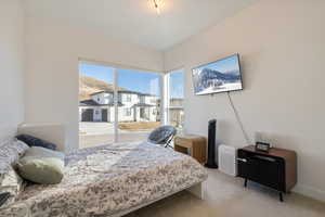 Bedroom with carpet flooring