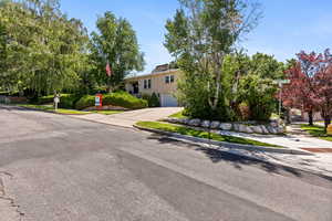 View of front of property featuring concrete driveway and an attached garage