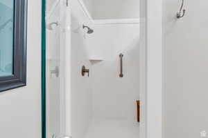 Bathroom with a stall shower