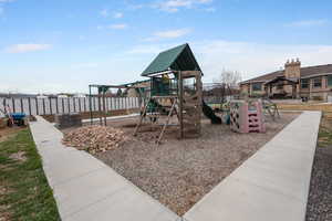 Communal playground with fence