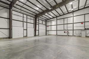 Garage with metal wall