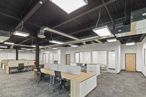 Office with carpet flooring