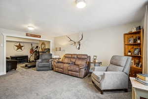 Living room with carpet flooring