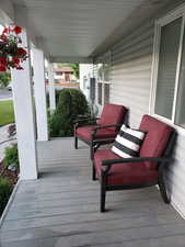 Wooden deck with a porch