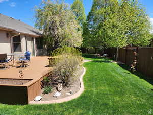 View of yard featuring a patio area and a fenced backyard