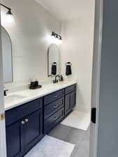 Full bathroom with double vanity