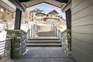 View of snow covered deck