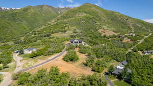 Drone / aerial view featuring a mountain view