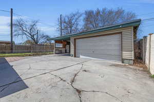 Garage with fence