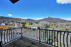 Balcony with a mountain view