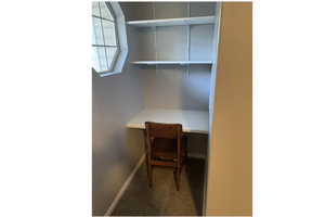 Built in desk in primary bedroom