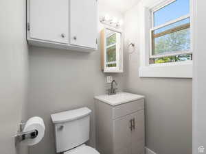 Bathroom featuring toilet and vanity