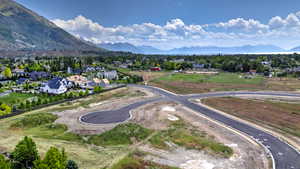 Drone / aerial view featuring a residential view and a mountain view