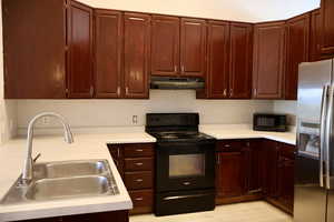 Kitchen with vaulted ceilings