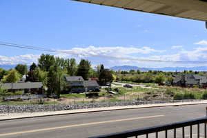 Balcony with a mountain view