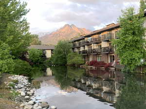 Water view with a mountainous background