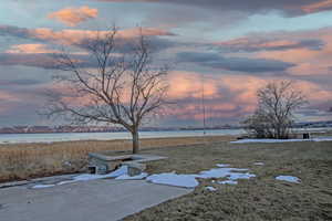 View of yard featuring a water view
