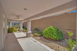 View of patio / terrace with ceiling fan