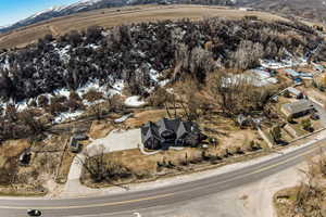 Drone / aerial view with a mountain view