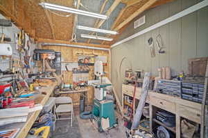 Half of shed interior