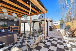 View of patio / terrace featuring outdoor dining space and fence