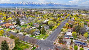 Drone / aerial view with a mountain view and a residential view