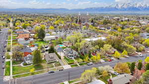 Drone / aerial view featuring a residential view and a mountain view