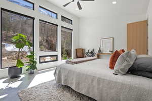 Bedroom featuring ceiling fan and recessed lighting